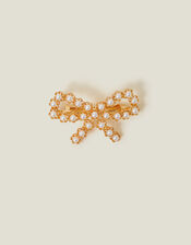 Girls Pearly Bow Hair Barrette, , large