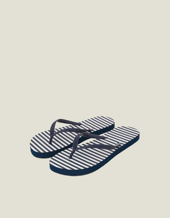 Stripe Flip Flops, Blue (NAVY), large