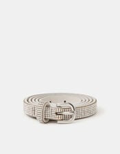 Slim Diamanté Belt, Silver (SILVER), large