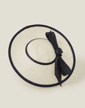 Two Tone Bow Disc Fascinator, Black (BLACK WHITE), large