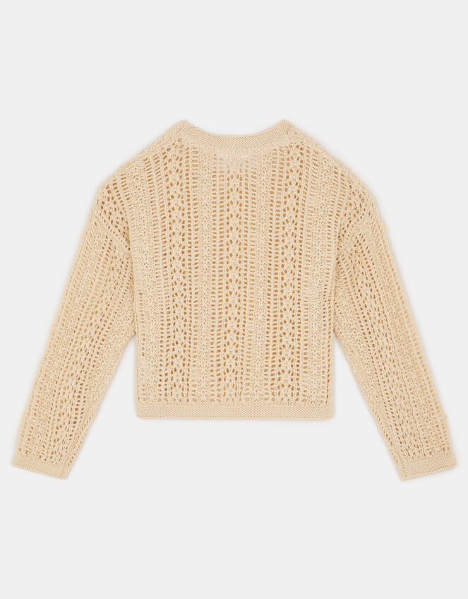 Girls Flower Appliqu&eacute; Jumper, Natural (NATURAL), large