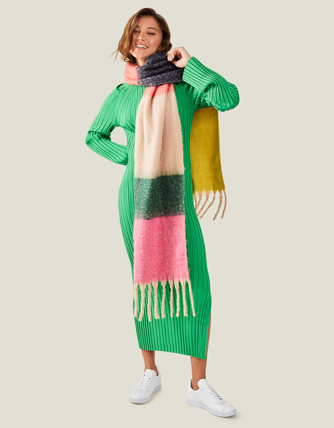Stripe Fluffy Scarf, , large