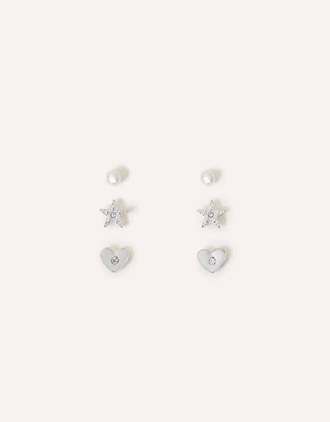 Heart Stud Earrings Set of Three, , large