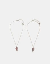 2-Pack Girls Leopard Print Heart Friendship Necklaces, , large