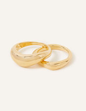 14ct Gold-Plated Smooth Irregular Ring Set of Two, Gold (GOLD), large