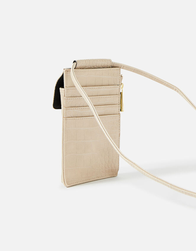 Faux Croc Phone Bag, Natural (NATURAL), large