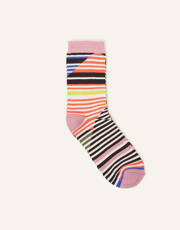 Irregular Spliced Stripe Socks, , large