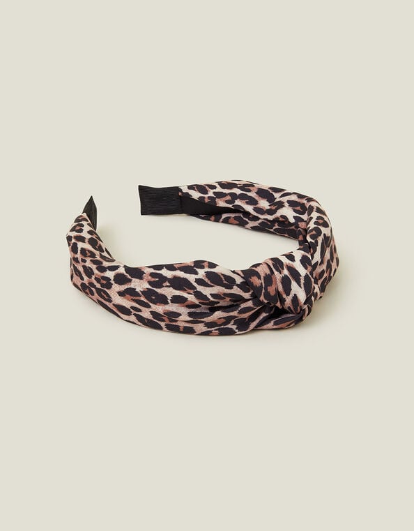 Leopard Print Knot Headband, , large