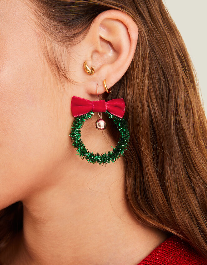 Christmas Wreath Earrings, , large