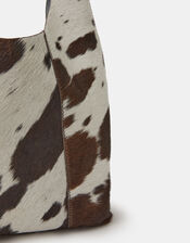 Cow Print Leather Shoulder Bag, , large