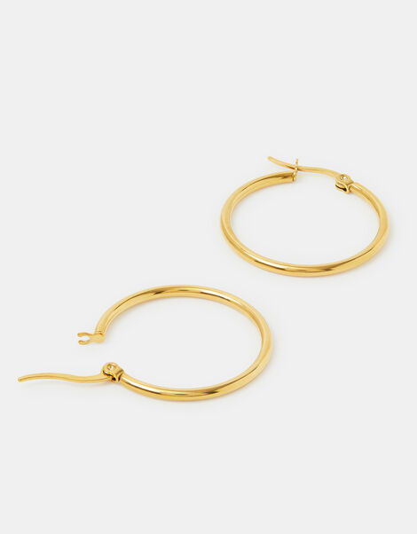 Medium Stainless Steel Hoop Earrings, , large