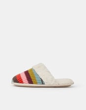 Rainbow Stripe Faux Fur Lined Slippers, Multi (BRIGHTS MULTI), large