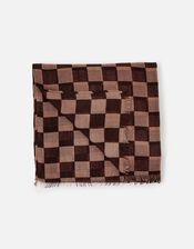 Checkerboard Print Lightweight Scarf in Recycled Polyester, , large