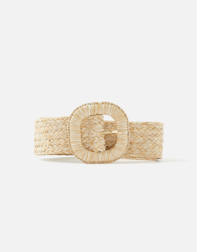 Natural Weave Square Buckle Belt, Natural (NATURAL), large