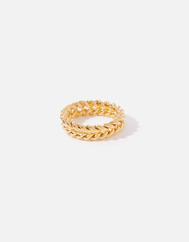 Gold-Plated Stacked Braided Ring, Gold (GOLD), large