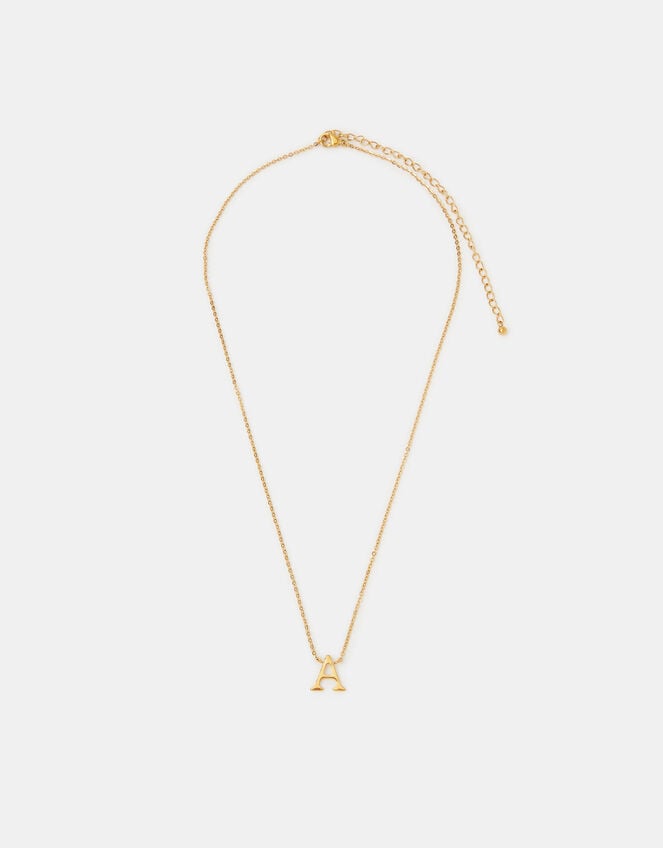 Stainless Steel Initial Pendant Necklace, Gold (GOLD), large
