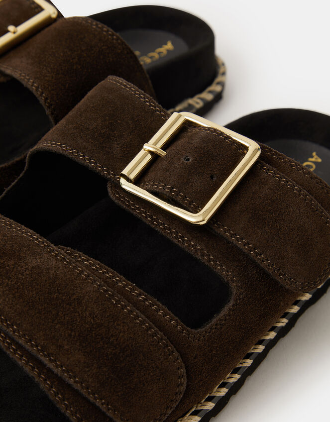 Double Strap Suede Sandals, Brown (CHOCOLATE), large
