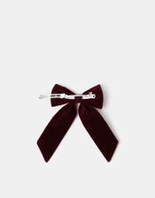 Velvet Bow Barrette Hair Clip, , large