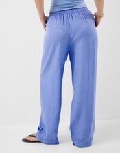 Lace Trim Wide Leg Beach Trousers, Blue (LIGHT BLUE), large
