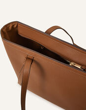 Artisanal Strap Detail Tote Bag, Tan (TAN), large