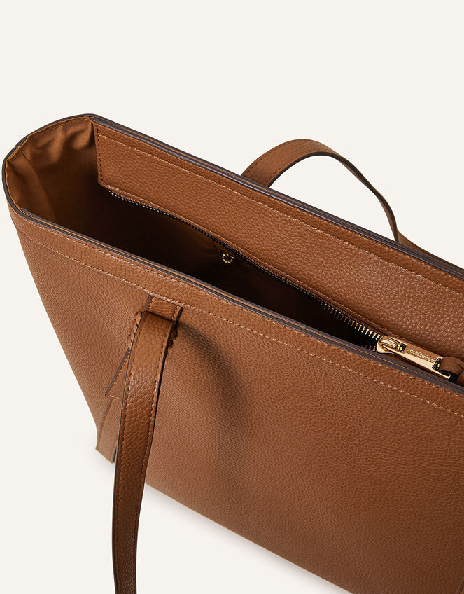 Artisanal Strap Detail Tote Bag, Tan (TAN), large