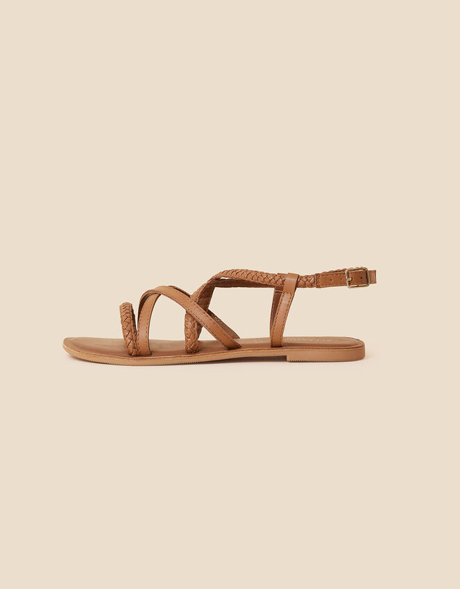 Plaited Strappy Sandals, Tan (TAN), large