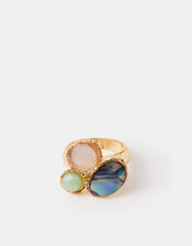 Mother of Pearl Resin Stone Ring, Multi (PASTEL MULTI), large