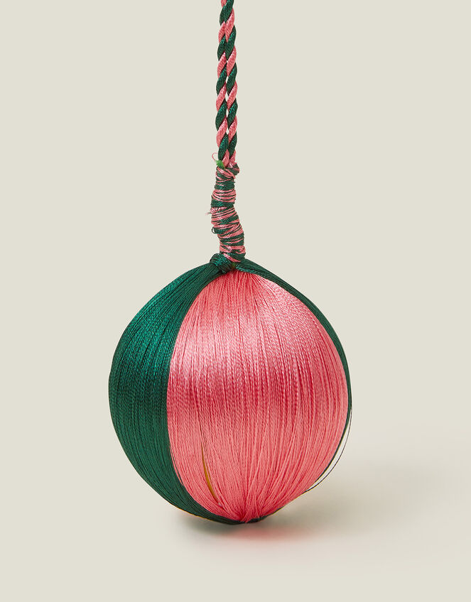 Satin Stripe Bauble, Green (GREEN), large