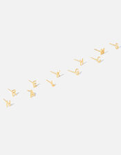 Gold Vermeil Single Initial Stud Earrings, Gold (GOLD), large