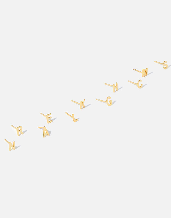 Gold Vermeil Single Initial Stud Earrings, Gold (GOLD), large
