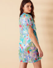 Abstract Floral Chiffon Kaftan with Recycled Polyester, Multi (BRIGHTS-MULTI), large