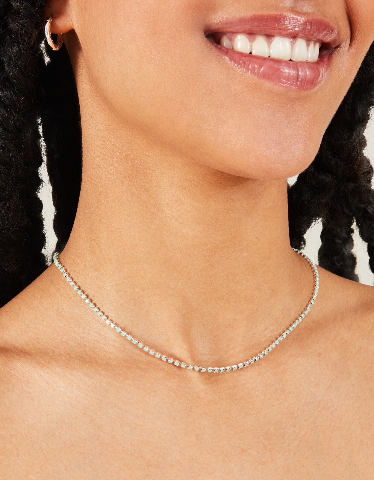 Sterling silver tennis necklace discount
