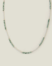Sterling Silver-Plated Mix Bead Necklace, , large