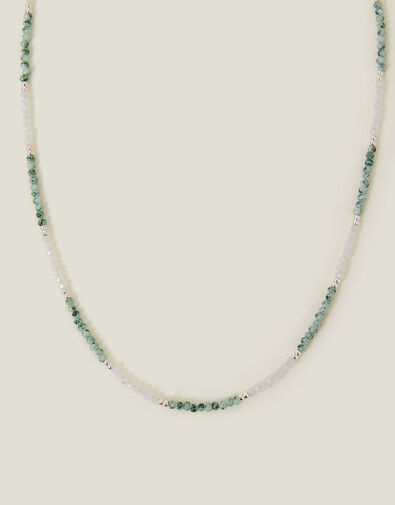 Sterling Silver-Plated Mix Bead Necklace, , large