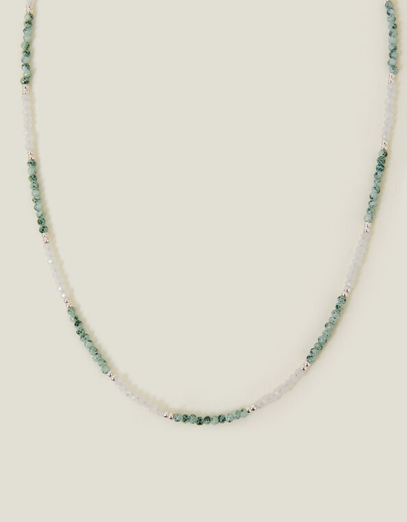 Sterling Silver-Plated Mix Bead Necklace, , large