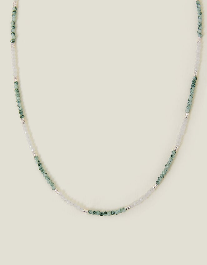 Sterling Silver-Plated Mix Bead Necklace, , large