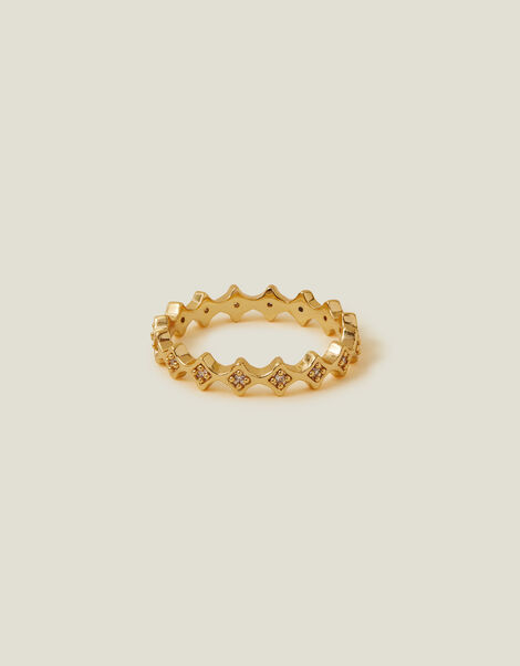14ct Gold-Plated Star Band Ring, Gold (GOLD), large