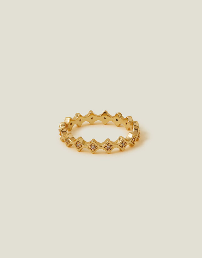 14ct Gold-Plated Star Band Ring, Gold (GOLD), large