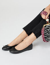 Bow Ballerina Flat Shoes, Black (BLACK), large