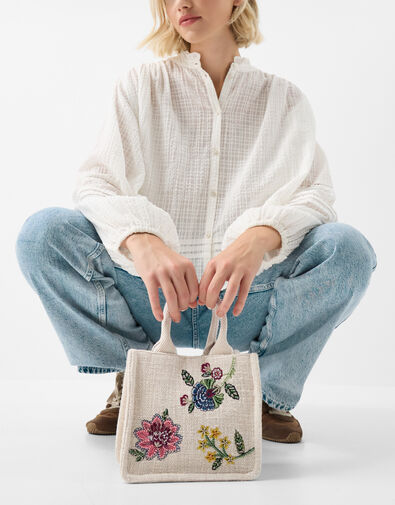 Mini Floral Embellished Handbag, , large