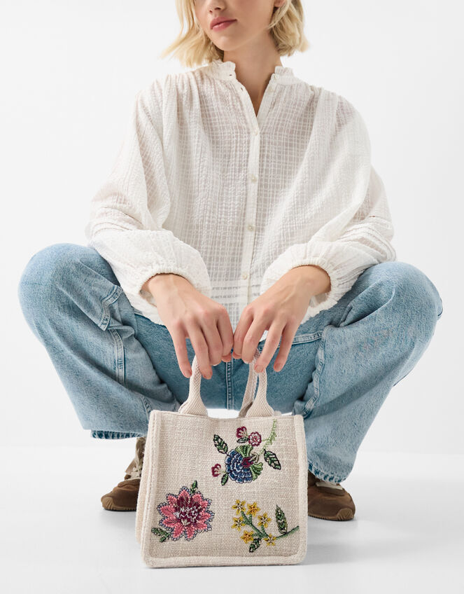 Mini Floral Embellished Handbag, , large