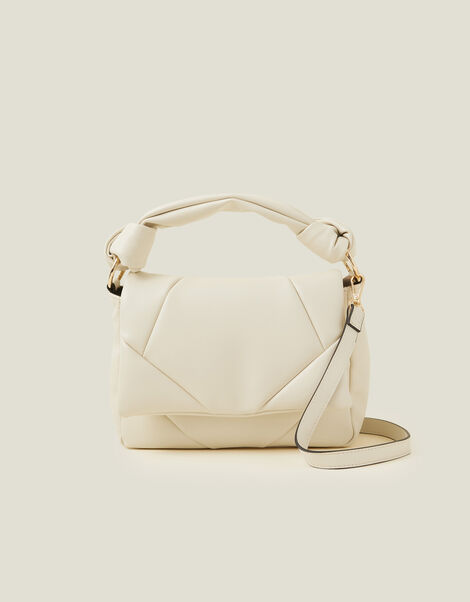 Quilted Handheld Cross-Body Bag, White (WHITE), large