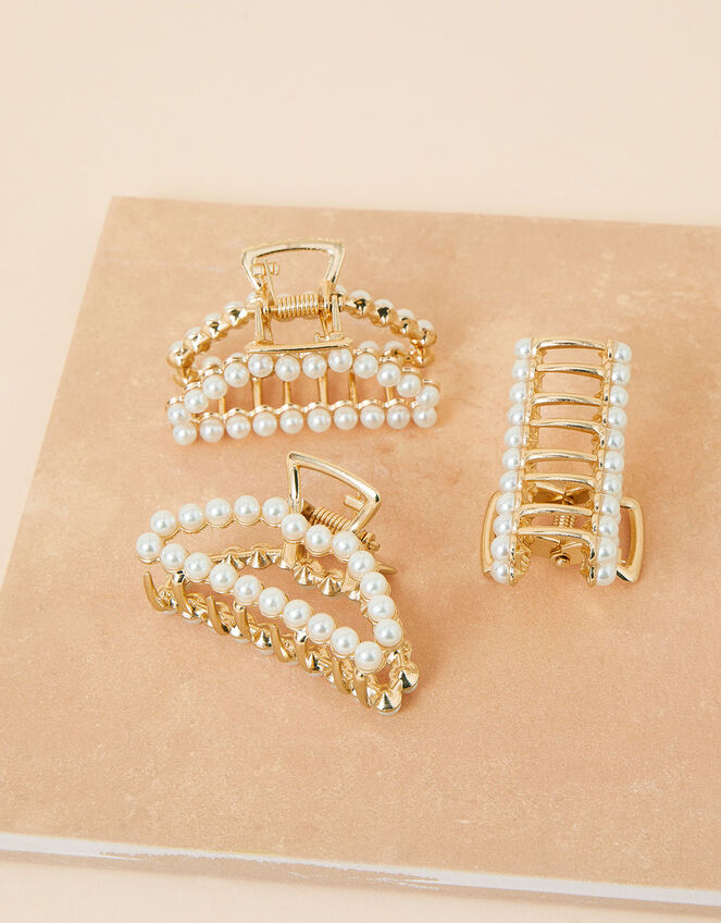 Medium Pearl Claw Clips Set of Three, , large