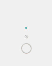 3-Pack Platinum-Plated Surgical Steel Nose Studs, , large