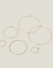 3-Pack Hoop Earrings, Silver (SILVER), large