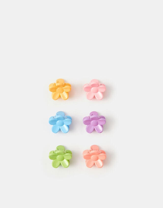 6-Pack Girls Mini Flower Claw Clips, , large