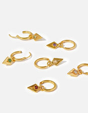 14ct Gold-Plated Birthstone Triangle Hoop Earring , Gold (GOLD), large