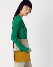 Triple Compartment Cross-Body Bag, Yellow (OCHRE), large