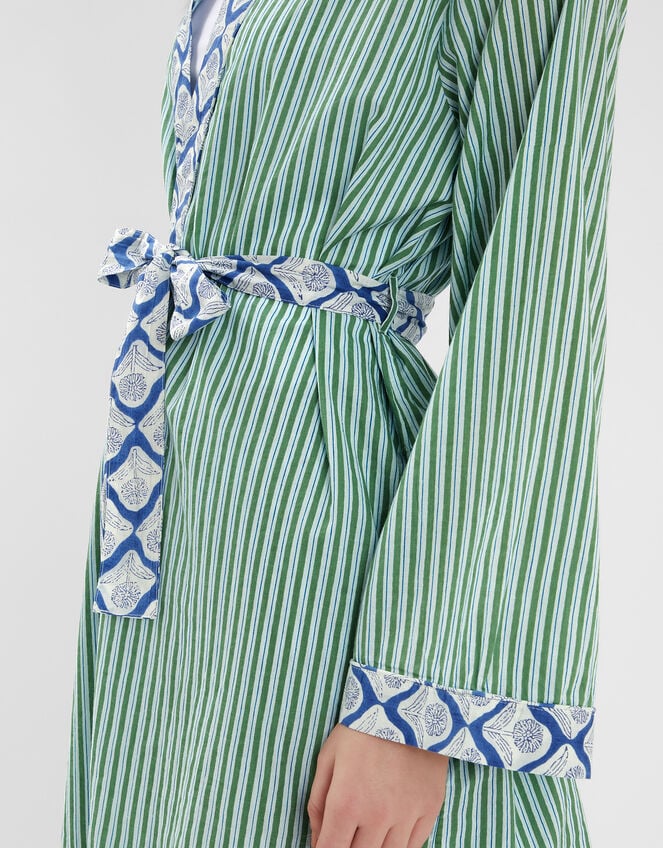 Dandelion Stripe Short Robe, Green (GREEN), large