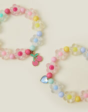 2-Pack Girls Beaded Flower Bracelets, , large